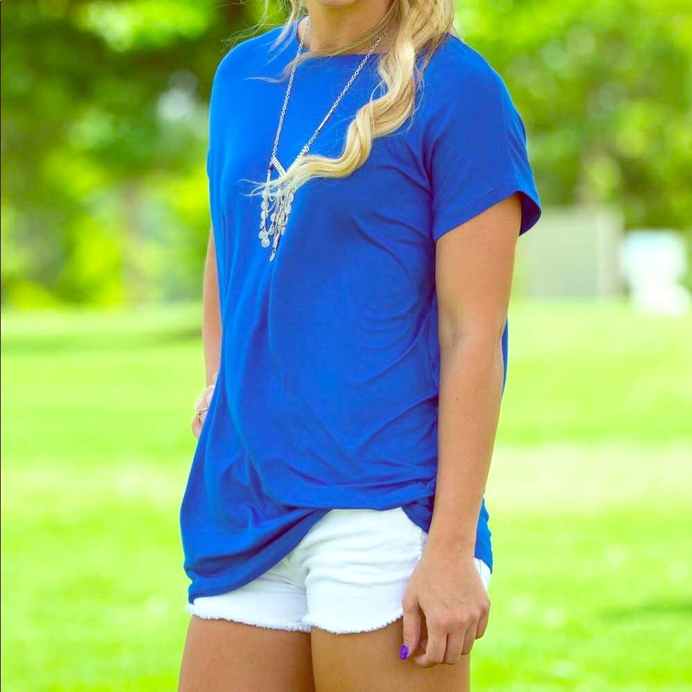 Classic blue PIKO, rolled sleeve, short sleeve.